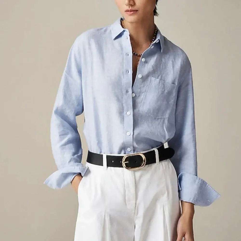 J.Crew Garcon Classic Shirt in Baird McNutt Irish Linen French Blue 10 NWT